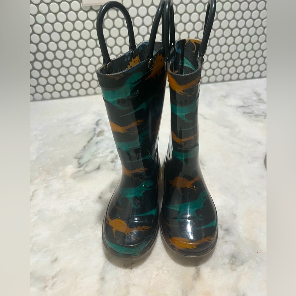 Western Chief Boys Rain Boots Dinosaurs Size 7 Light Up Back to School Rainy Day